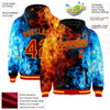 Custom Red Gold Black-Lakes Blue Flame 3D Pattern Design Bomber Full-Snap Varsity Letterman Hoodie Jacket