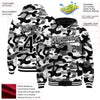 Custom Camo Black-White 3D Bomber Full-Snap Varsity Letterman Salute To Service Hoodie Jacket