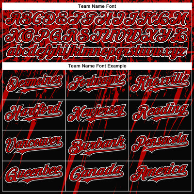 Custom Black Red-White Splash 3D Pattern Design Bomber Full-Snap Varsity Letterman Hoodie Jacket