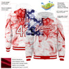 Custom White Red-Royal American Flag Fashion 3D Bomber Full-Snap Varsity Letterman Hoodie Jacket