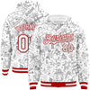 Custom White Red Christmas 3D Bomber Full-Snap Varsity Letterman Hoodie Jacket