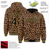 Custom Brown Black-Old Gold Leopard Print 3D Pattern Design Bomber Full-Snap Varsity Letterman Hoodie Jacket