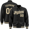 Custom Black Cream Bomber Full-Snap Varsity Letterman Lapel Collar Byron Jacket