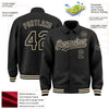 Custom Black Cream Bomber Full-Snap Varsity Letterman Lapel Collar Byron Jacket