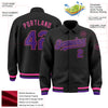 Custom Black Purple-Pink Bomber Full-Snap Varsity Letterman Lapel Collar Byron Jacket