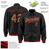 Custom Black Camo-Red Bomber Full-Snap Varsity Letterman Lapel Collar Byron Jacket