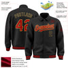 Custom Black Red-Old Gold Bomber Full-Snap Varsity Letterman Lapel Collar Byron Jacket