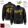 Custom Black Old Gold Bomber Full-Snap Varsity Letterman Lapel Collar Byron Jacket