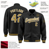 Custom Black Old Gold-White Bomber Full-Snap Varsity Letterman Lapel Collar Byron Jacket