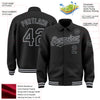 Custom Black Gray Bomber Full-Snap Varsity Letterman Lapel Collar Byron Jacket