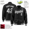 Custom Black White-Gray Bomber Full-Snap Varsity Letterman Lapel Collar Byron Jacket