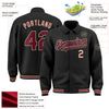 Custom Black Crimson-City Cream Bomber Full-Snap Varsity Letterman Lapel Collar Byron Jacket