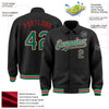 Custom Black Kelly Green-Red Bomber Full-Snap Varsity Letterman Lapel Collar Byron Jacket