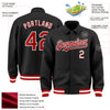 Custom Black Red-White Bomber Full-Snap Varsity Letterman Lapel Collar Byron Jacket