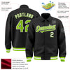 Custom Black Neon Green-White Bomber Full-Snap Varsity Letterman Lapel Collar Byron Jacket