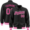 Custom Black Pink-White Bomber Full-Snap Varsity Letterman Lapel Collar Byron Jacket