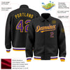 Custom Black Purple-Gold Bomber Full-Snap Varsity Letterman Lapel Collar Byron Jacket