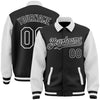 Custom Black White Bomber Full-Snap Varsity Letterman Two Tone Lapel Collar Byron Jacket