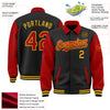 Custom Black Red-Gold Bomber Full-Snap Varsity Letterman Two Tone Lapel Collar Byron Jacket