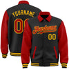 Custom Black Red-Gold Bomber Full-Snap Varsity Letterman Two Tone Lapel Collar Byron Jacket