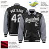 Custom Black White-Gray Bomber Full-Snap Varsity Letterman Two Tone Lapel Collar Byron Jacket