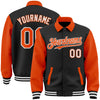 Custom Black Orange-White Bomber Full-Snap Varsity Letterman Two Tone Lapel Collar Byron Jacket