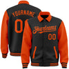 Custom Black Orange Bomber Full-Snap Varsity Letterman Two Tone Lapel Collar Byron Jacket