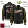 Custom Black Vintage USA Flag Olive-Cream Bomber Full-Snap Varsity Letterman Two Tone Lapel Collar Byron Jacket