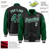 Custom Black Kelly Green-White Bomber Full-Snap Varsity Letterman Two Tone Lapel Collar Byron Jacket