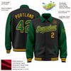 Custom Black Kelly Green-Gold Bomber Full-Snap Varsity Letterman Two Tone Lapel Collar Byron Jacket