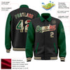 Custom Black Vintage Mexican Flag Kelly Green-Cream Bomber Full-Snap Varsity Letterman Two Tone Lapel Collar Byron Jacket