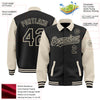 Custom Black Cream Bomber Full-Snap Varsity Letterman Two Tone Lapel Collar Byron Jacket