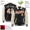 Custom Black Cream-Red Bomber Full-Snap Varsity Letterman Two Tone Lapel Collar Byron Jacket