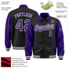 Custom Black Purple-White Bomber Full-Snap Varsity Letterman Two Tone Lapel Collar Byron Jacket