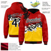 Custom Red Black-Gold Abstract Splash Grunge Art 3D Pattern Design Bomber Full-Snap Varsity Letterman Hoodie Jacket