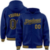 Custom Royal Black-Old Gold Bomber Full-Snap Varsity Letterman Hoodie Jacket