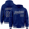 Custom Royal Navy-White Bomber Full-Snap Varsity Letterman Hoodie Jacket