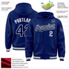 Custom Royal Navy-Gray Bomber Full-Snap Varsity Letterman Hoodie Jacket