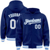 Custom Royal White-Light Blue Bomber Full-Snap Varsity Letterman Hoodie Jacket