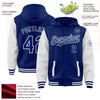 Custom Royal White Bomber Full-Snap Varsity Letterman Two Tone Hoodie Jacket