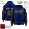 Custom Royal Black-Old Gold Bomber Full-Snap Varsity Letterman Two Tone Hoodie Jacket