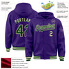 Custom Purple Green-Cream Bomber Full-Snap Varsity Letterman Hoodie Jacket