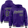 Custom Purple Black-White Bomber Full-Snap Varsity Letterman Hoodie Jacket