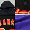 Custom Purple Black-Orange Bomber Full-Snap Varsity Letterman Hoodie Jacket