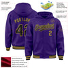 Custom Purple Black-Old Gold Bomber Full-Snap Varsity Letterman Hoodie Jacket