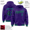 Custom Purple Black-Teal Bomber Full-Snap Varsity Letterman Hoodie Jacket