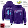 Custom Purple Sky Blue Pink-Black Bomber Full-Snap Varsity Letterman Hoodie Jacket