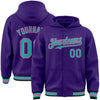 Custom Purple Aqua Pink-Black Bomber Full-Snap Varsity Letterman Hoodie Jacket