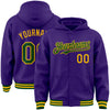 Custom Purple Green-Gold Bomber Full-Snap Varsity Letterman Hoodie Jacket