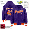 Custom Purple Orange-White Bomber Full-Snap Varsity Letterman Hoodie Jacket